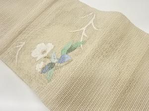 絽綴れ枝に花葉模様織出し名古屋帯